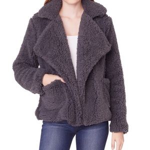 Jack By BB Dakota Soft Skills Faux Fur Teddy Jacket gray Dark Charcoal L